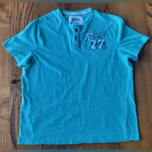 Urban Pipeline Men’s Teal Henley T Shirt XL Short Sleeve Cotton